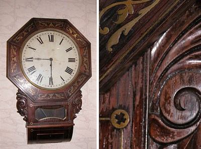 Lot 3280 - Early Victorian Brass Inlaid Rosewood Wall...