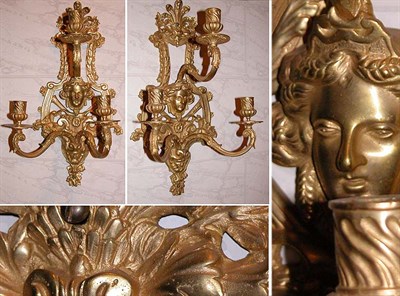 Lot 3277 - Pair of Regence Style Gilt-Metal Three-Light...