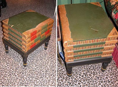 Lot 3184 - Pair of Painted and Faux Paper Book Side...