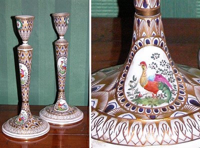 Lot 3264 - Pair of English Porcelain Candlesticks Each...