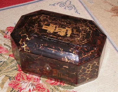 Lot 3100 - Chinese Export Gilt Decorated Black Lacquered...