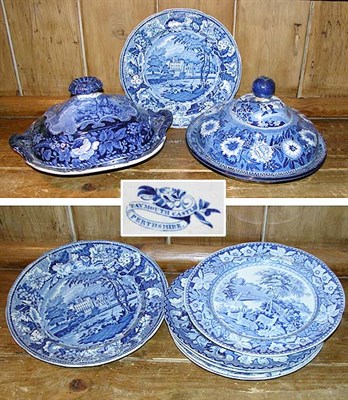Lot 3170 - Group of Blue and White Staffordshire Pottery...