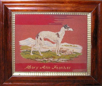 Lot 3172 - Framed English Needlework Picture of a Dog 13...