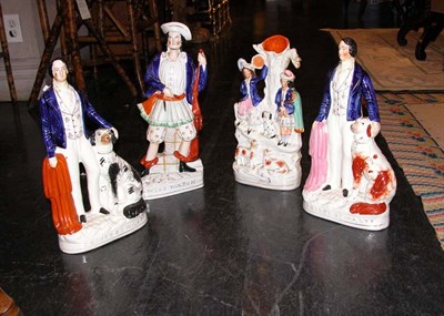 Lot 3174 - Group of Three Staffordshire Pottery Figures...