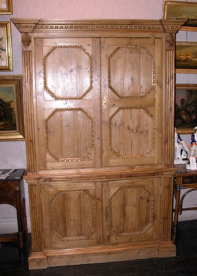 Lot 3093 - Georgian Style Pine Linen Press In two parts,...