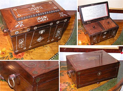 Lot 3157 - Regency Brass Inlaid Rosewood Box; Together...