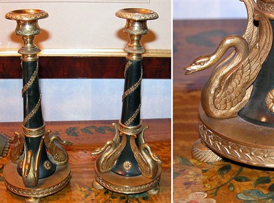 Lot 3160 - Pair of Empire Style Gilt and Patinated-Metal...