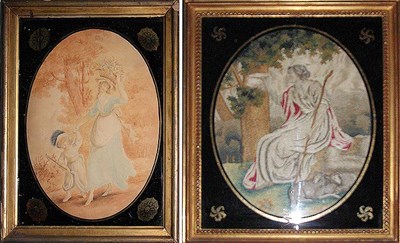 Lot 3232 - Regency Silk Embroidered Needlework Picture...