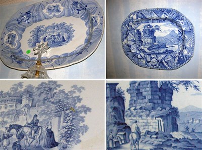 Lot 3235 - Two Staffordshire Blue and White Pottery...