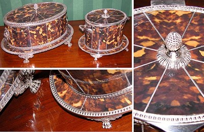 Lot 3192 - English Silver Plated and Faux Tortoise Shell...