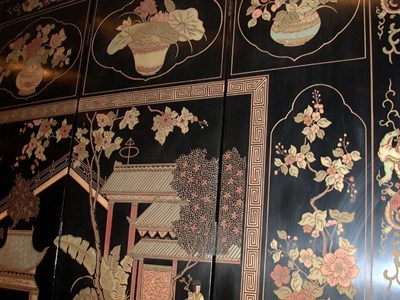 Lot 270 - Chinese Lacquered Eight-Panel Screen