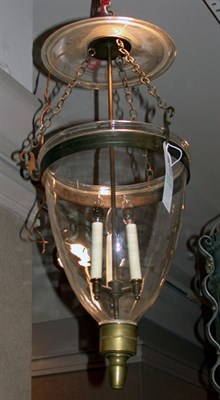 Lot 465 - Georgian Style Glass Three-Light Hanging Lantern