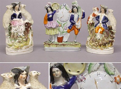 Lot 3135 - Group of Three Staffordshire Pottery Figural...