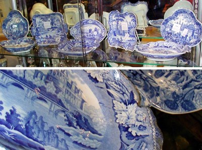 Lot 3048 - Group of Eight Staffordshire Blue and White...
