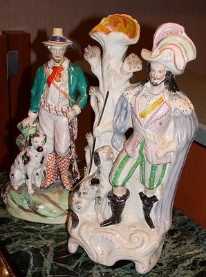 Lot 3072 - Two Staffordshire Pottery Figures of Gentlemen...