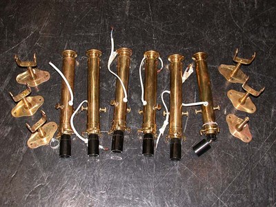 Lot 3083 - Set of Five Brass Single-Light Ship's Sconces...