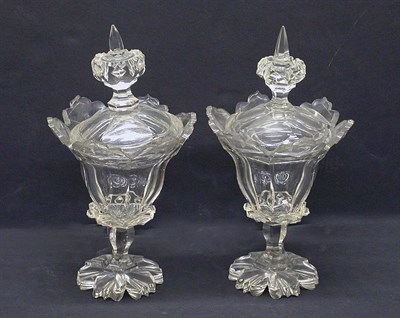 Lot 3195 - Pair of Anglo-Irish Cut Glass Covered Jars...
