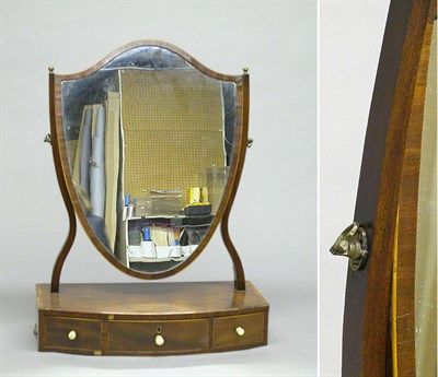 Lot 3210 - George III Mahogany Shaving Mirror The...