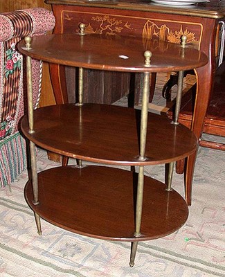 Lot 3149 - Georgian Style Brass and Mahogany Three-Tier...