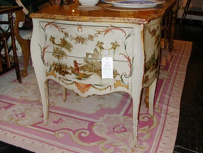 Lot 3153 - Louis XV Style Painted Commode The serpentine...