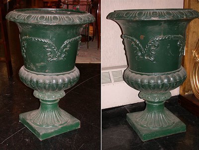 Lot 3109 - Pair of Neoclassical Style Green Painted Iron...