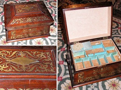 Lot 3107 - William IV Brass Inlaid Rosewood Sewing Box...
