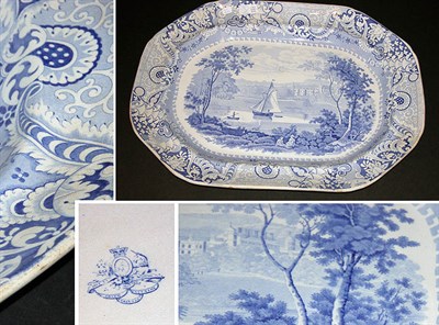 Lot 3113 - Staffordshire Blue and White Pottery Platter...