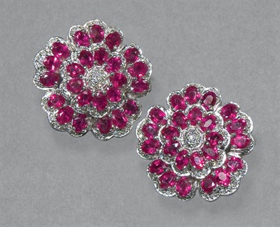 Lot 120 - Pair of Ruby & Diamond Earclips