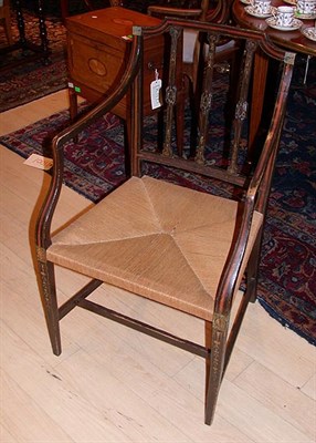 Lot 351 - Regency Painted Rush Seat Armchair