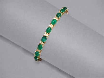 Lot 10 - Cabochon Emerald & Diamond  Bracelet