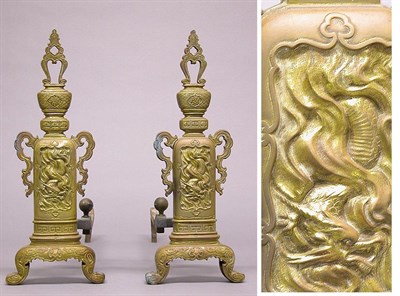 Lot 3300 - Pair of Neoclassical Style Bronze Andirons...