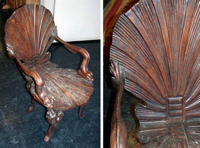 Lot 3305 - Neoclassical Style Armchair The shell-shaped...