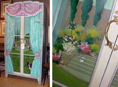 Lot 3307 - Painted Two-Door Cabinet Decorated with a...