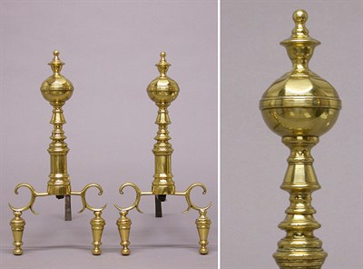Lot 3308 - Pair of Georgian Style Andirons Height 20 inches.