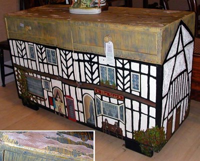 Lot 3315 - Painted Cabinet Decorated as a Tudor house,...