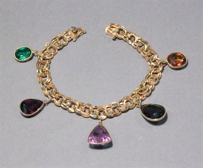 Lot 167 - Gold & Gem-Set Charm Bracelet