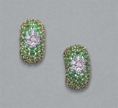 Lot 290 - Pair of Tsavorite & Diamond Earrings