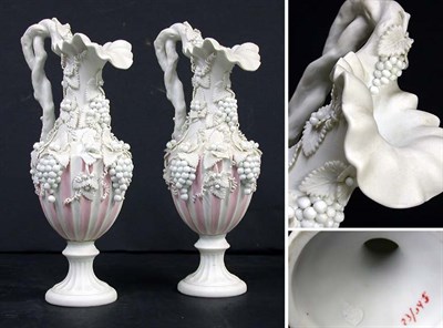 Lot 436 - Pair of Bisque Porcelain Ewers Each with...