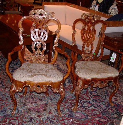 Lot 507 - Pair of Portuguese Parcel Gilt Mahogany Armchairs