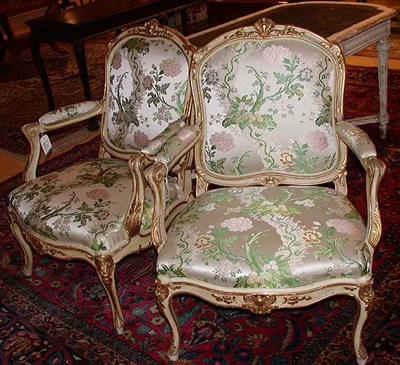 Lot 534 - Pair of Louis XV Style Gilt-Wood Fauteuils