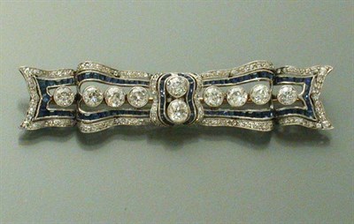 Lot 492 - Art Deco Diamond and Sapphire Bow Pin