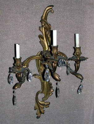 Lot 249 - Pair of Louis XV Style Gilt-Metal Three-Light...