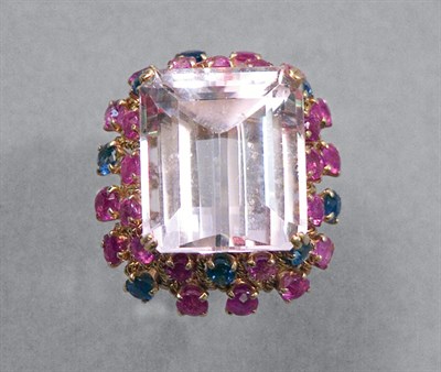 Lot 378 - Morganite, Sapphire & Ruby Ring