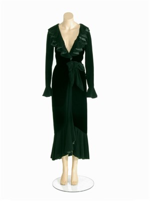 Lot 139 - Saint Laurent Black Velvet Ruffle Dress French,...