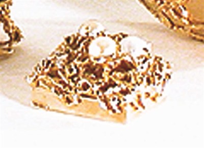 Lot 144E - Gold, Cultured Pearl and Diamond Box 14 kt....