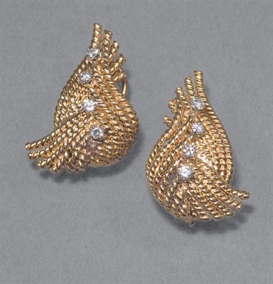 Lot 142 - Pair of Gold & Diamond Earclips