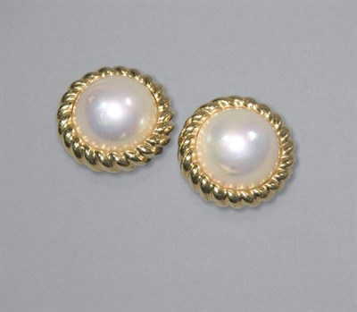 Lot 293 - Pair of Gold & Mabe Pearl Earclips