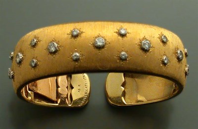 Lot 443 - Gold and Diamond Cuff Bangle
