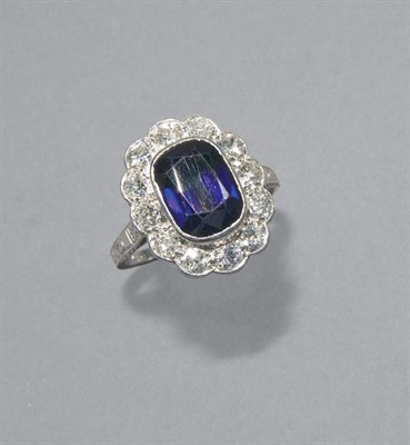 Lot 296 - Diamond & Synthetic Sapphire Ring