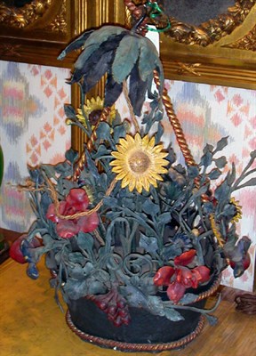 Lot 1360A - French Tole Painted Three-Light Hanging...